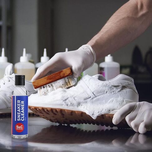 Premium Sneaker Cleaning Kit - 6 Oz. Shoe Cleaner, 1.4 Oz. Shoe Deodorizer Spray, Soft & Hard Bristle Shoe Brushes - Shoe Cleaner for White Sneakers, Nubuck, Suede, Canvas, Leather, Red, 123 in Kuwait