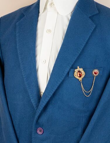 Knighthood Crowned Stone With Spiral Flower Sunshine And Hanging Tassel Chain Collar Pin Brooch, Suit Stud, Shirt Studs, Lapel Pin Accessories for Men Women in Saudi Arabia