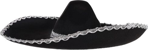Forum Novelties Amscan Silver Trim Black Sombrero Halloween Costume Accessory, Adult, 21" dia. x 6", One Size in Saudi Arabia