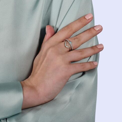 Jewelili Enchanted Disney Fine Jewelry Sterling Silver and 10K Yellow Gold 1/6 CTTW Diamond, Swiss Blue Topaz Aladdin 30th Anniversary Jasmine Star & Moon Ring in Saudi Arabia