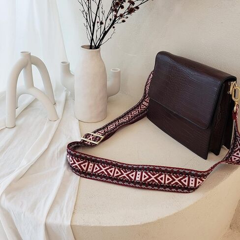 BOMANO Purse Crossbody Handbag Long Strap Adjustable Wide Replacement Embroidered Guitar Shoulder Straps for Women in Kuwait