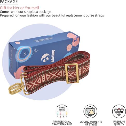 BOMANO Purse Crossbody Handbag Long Strap Adjustable Wide Replacement Embroidered Guitar Shoulder Straps for Women in Kuwait