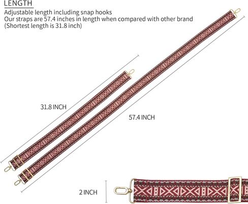 BOMANO Purse Crossbody Handbag Long Strap Adjustable Wide Replacement Embroidered Guitar Shoulder Straps for Women in Kuwait