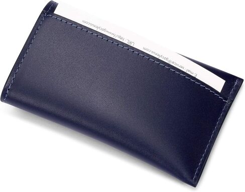 HISCOW Business Card Holder with Flap for Dispensing Cards - Italian Calfskin (Black) in Saudi Arabia