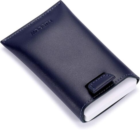 HISCOW Business Card Holder with Flap for Dispensing Cards - Italian Calfskin (Black) in Saudi Arabia