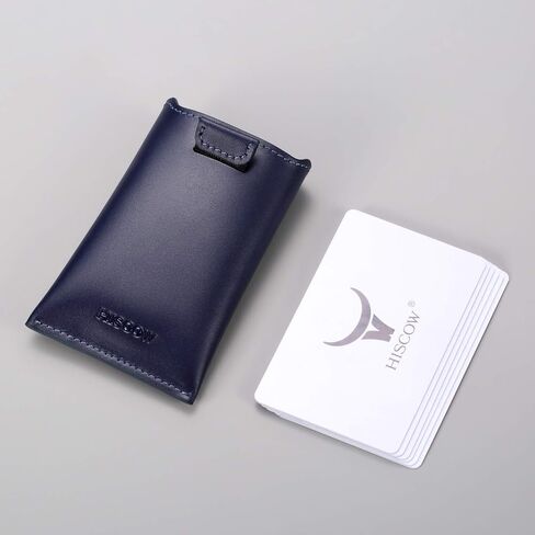 HISCOW Business Card Holder with Flap for Dispensing Cards - Italian Calfskin (Black) in Saudi Arabia