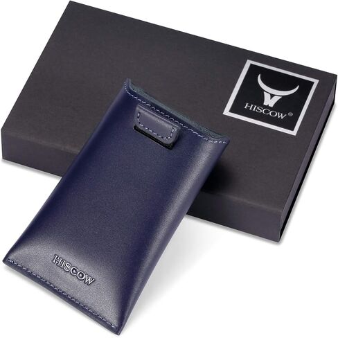 HISCOW Business Card Holder with Flap for Dispensing Cards - Italian Calfskin (Black) in Saudi Arabia