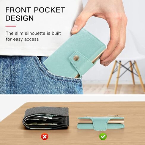 Credit Card Holder Business Card Holder Pop-up Card Wallets PU Leather Slim RFID Blocking Trigger Wallet Photos Available MIinimal Wallet（Light Green） in Saudi Arabia