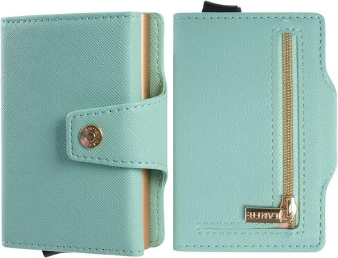 Credit Card Holder Business Card Holder Pop-up Card Wallets PU Leather Slim RFID Blocking Trigger Wallet Photos Available MIinimal Wallet（Light Green） in Saudi Arabia