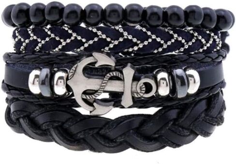 SBI مجوهرات جلدية التفاف سوار المرأة مرساة ريشة سيرفر الصداقة عين الشر الدفة مضفر بوهو الكفة عيد ميلاد الذكرى عيد الميلاد الأسرة in Kuwait