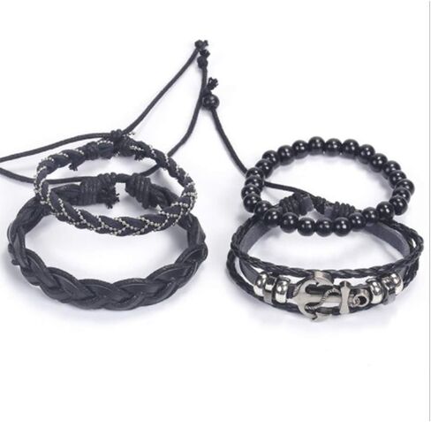 SBI مجوهرات جلدية التفاف سوار المرأة مرساة ريشة سيرفر الصداقة عين الشر الدفة مضفر بوهو الكفة عيد ميلاد الذكرى عيد الميلاد الأسرة in Kuwait