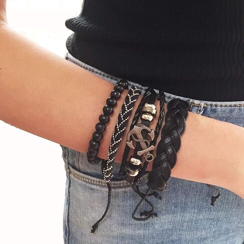 SBI مجوهرات جلدية التفاف سوار المرأة مرساة ريشة سيرفر الصداقة عين الشر الدفة مضفر بوهو الكفة عيد ميلاد الذكرى عيد الميلاد الأسرة in Kuwait