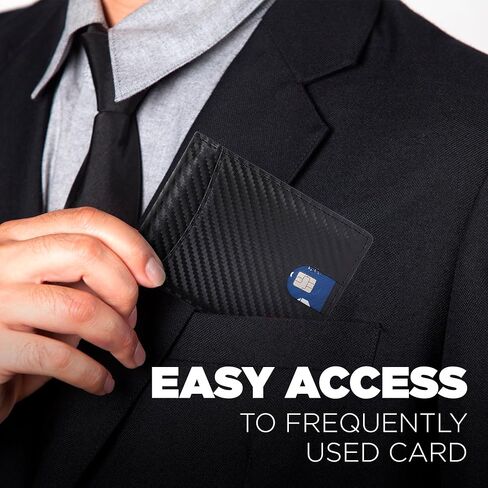 محفظة AZZS Minimalist للرجال والنساء - محفظة نحيفة من الجلد الطبيعي بحجب RFID مع 12 فتحة لبطاقة الائتمان، ومشبك نقود (أسود كربوني وبرتقالي) in Kuwait