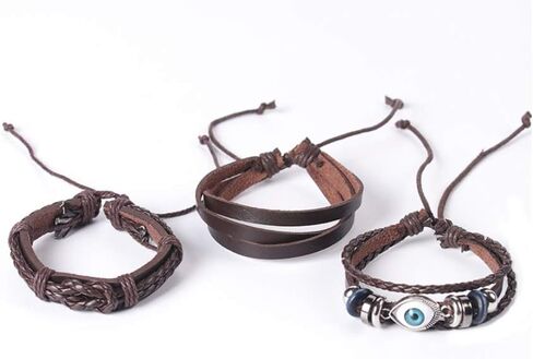 SBI مجوهرات جلدية التفاف سوار المرأة مرساة ريشة سيرفر الصداقة عين الشر الدفة مضفر بوهو الكفة عيد ميلاد الذكرى عيد الميلاد الأسرة in Kuwait