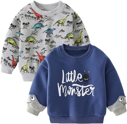 سويت شيرت صوف ديناصور للأطفال الصغار من SUPFANS، بلوفر تي ريكس برقبة دائرية in Kuwait