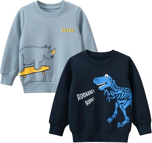 سويت شيرت صوف ديناصور للأطفال الصغار من SUPFANS، بلوفر تي ريكس برقبة دائرية in Kuwait