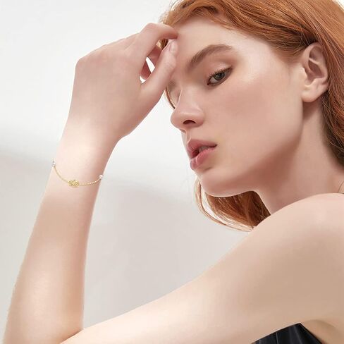 sisgem 14k سوار زهرة الذهب الحقيقي للنساء الفتيات، الذهب الأصفر رائعة سوار لؤلؤ اللوتس / سوار قلب ديزي / سوار عباد الشمس خلخال هدايا عيد ميلاد الذكرى السنوية لها 6.5 بوصة + 1 بوصة + 1 بوصة in Kuwait