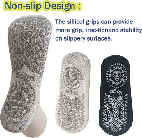 2 Pairs Yoga Socks Pilates Socks Non Slip Grip Socks for Women Pilates Ballet Barefoot Workout Non Slip Socks with Straps in Saudi Arabia