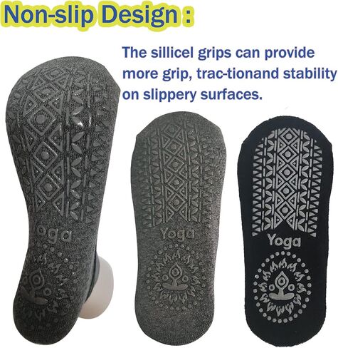 2 Pairs Yoga Socks Pilates Socks Non Slip Grip Socks for Women Pilates Ballet Barefoot Workout Non Slip Socks with Straps in Saudi Arabia