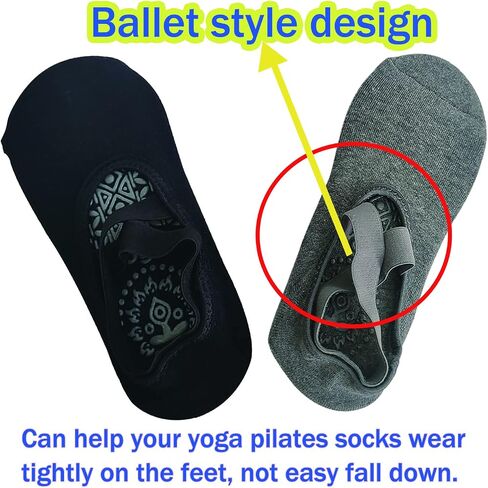 2 Pairs Yoga Socks Pilates Socks Non Slip Grip Socks for Women Pilates Ballet Barefoot Workout Non Slip Socks with Straps in Saudi Arabia