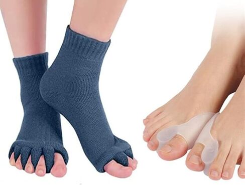 LuckyMoon Toe Separator Socks with Bunion Pads, Foot Alignment Socks Bunion Toe Socks Bunion Pads Corrector Yoga Socks Toeless Socks for Wome in Saudi Arabia