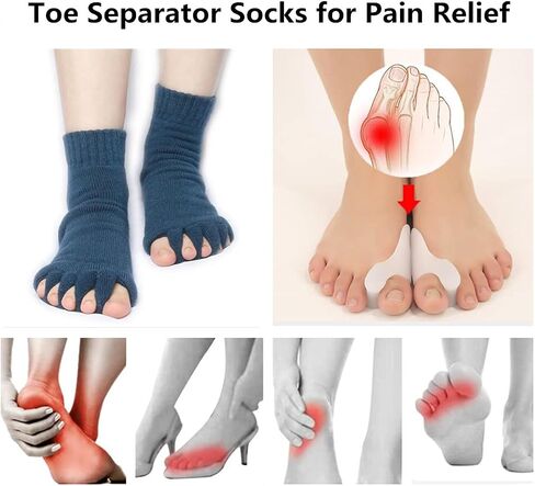 LuckyMoon Toe Separator Socks with Bunion Pads, Foot Alignment Socks Bunion Toe Socks Bunion Pads Corrector Yoga Socks Toeless Socks for Wome in Saudi Arabia