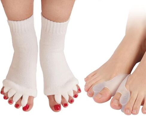 جوارب LuckyMoon لفصل أصابع القدم مع وسادات للأورام، جوارب لمحاذاة القدم، جوارب لأصابع القدم، وسادات للأورام، جوارب يوجا مصححة للنساء in Kuwait