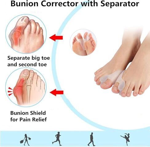 جوارب LuckyMoon لفصل أصابع القدم مع وسادات للأورام، جوارب لمحاذاة القدم، جوارب لأصابع القدم، وسادات للأورام، جوارب يوجا مصححة للنساء in Kuwait