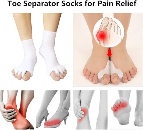 جوارب LuckyMoon لفصل أصابع القدم مع وسادات للأورام، جوارب لمحاذاة القدم، جوارب لأصابع القدم، وسادات للأورام، جوارب يوجا مصححة للنساء in Kuwait