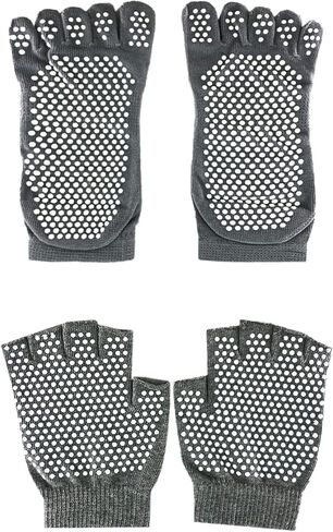 Yoga Socks And Gloves Set with Grips, Non Slip For Women Yoga Dance and Pilates & Workouts with Toes Y-G-YG2 in Kuwait