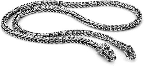 H&Beautimer Men 925 Sterling Silver Dragon Chain Necklace Fashion 5MM-20 22" 24" 26" Solid Thick squareLink Choker Boys Golden Jewelry Gift in Saudi Arabia