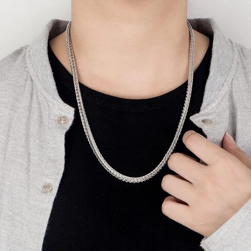 H&Beautimer Men 925 Sterling Silver Dragon Chain Necklace Fashion 5MM-20 22" 24" 26" Solid Thick squareLink Choker Boys Golden Jewelry Gift in Saudi Arabia