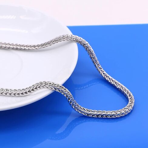H&Beautimer Men 925 Sterling Silver Dragon Chain Necklace Fashion 5MM-20 22" 24" 26" Solid Thick squareLink Choker Boys Golden Jewelry Gift in Saudi Arabia