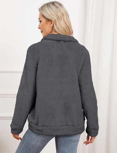 JUOIANTANG المرأة القطبية ابتزاز مبطن سستة الوقوف طوق سترة مبطن البلوز مع جيوب جانبية S-XXL in Kuwait