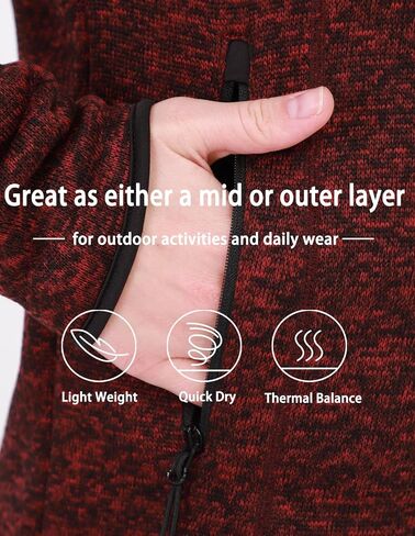 fit space Women's Snowflake Cardigan Sweater Jacket Fleece Lined Long Sleeve Lightweight Full Zip Midlayer in Saudi Arabia
