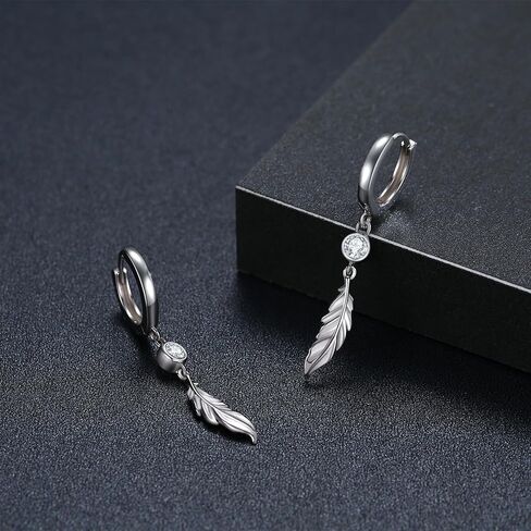 AOVEAO Feather Earrings,Angel Wing Earrings 925 Sterling Silver Feather Hook Earrings,Moonstone Feather Dangle Drop Earrings Hypoallergenic Angel Wing Feather Jewelry Gifts For Women Girls Sensitive Ears in Kuwait