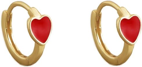 Cute Enamel Heart Hoop Earrings for Women Girls 925 Sterling Silver 14k Gold Plated Hypoallergenic Lovely Small Hoops Huggie Hoops Cartilage Piercing Jewelry Minimalist Dainty Gifts for Birthday Valentine in Saudi Arabia