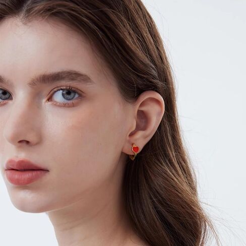 Cute Enamel Heart Hoop Earrings for Women Girls 925 Sterling Silver 14k Gold Plated Hypoallergenic Lovely Small Hoops Huggie Hoops Cartilage Piercing Jewelry Minimalist Dainty Gifts for Birthday Valentine in Saudi Arabia