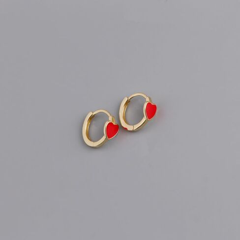 Cute Enamel Heart Hoop Earrings for Women Girls 925 Sterling Silver 14k Gold Plated Hypoallergenic Lovely Small Hoops Huggie Hoops Cartilage Piercing Jewelry Minimalist Dainty Gifts for Birthday Valentine in Saudi Arabia