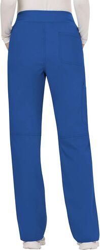 Cherokee Women Scrubs Set Workwear Revolution WW610 Mock Wrap Top & WW110 Mid Rise Straight Leg Pull-on Pant, Royal- L Top/L Pant in Saudi Arabia