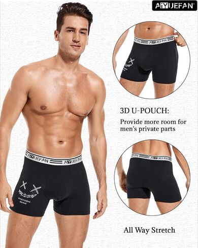 AIYUEFAN Men's Boxer Briefs Soft Breathable Cotton Mens Underwear Moisture-Wicking Comfortable Boxer Briefs for Men Multipack in Saudi Arabia