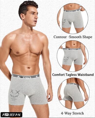 AIYUEFAN Men's Boxer Briefs Soft Breathable Cotton Mens Underwear Moisture-Wicking Comfortable Boxer Briefs for Men Multipack in Saudi Arabia