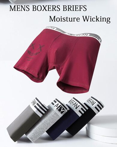 AIYUEFAN Men's Boxer Briefs Soft Breathable Cotton Mens Underwear Moisture-Wicking Comfortable Boxer Briefs for Men Multipack in Saudi Arabia