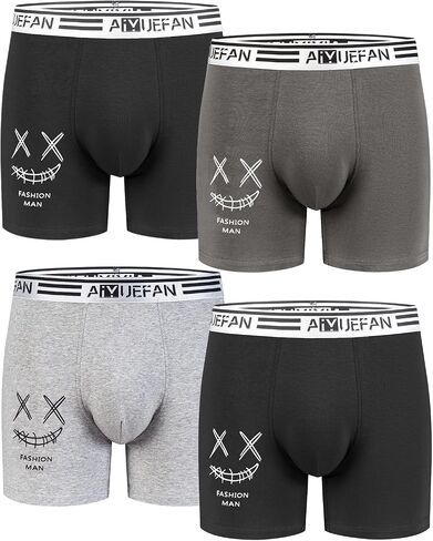 AIYUEFAN Men's Boxer Briefs Soft Breathable Cotton Mens Underwear Moisture-Wicking Comfortable Boxer Briefs for Men Multipack in Saudi Arabia