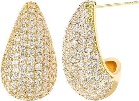 GELVTIC Chunky Gold Hoop Earrings Silver Teardrop Earrings for Women Water Drop Earrings Dupes Lightweight Dangling Earrings Rhinestone Crystal Dangle Earrings Cubic Zirconia Earrings Wedding Bridal Bridesmaids Fashion Valentine's Day Christmas Jewelry Gi in Saudi Arabia