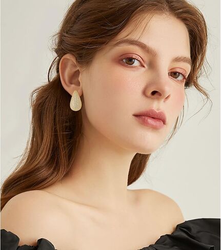 GELVTIC Chunky Gold Hoop Earrings Silver Teardrop Earrings for Women Water Drop Earrings Dupes Lightweight Dangling Earrings Rhinestone Crystal Dangle Earrings Cubic Zirconia Earrings Wedding Bridal Bridesmaids Fashion Valentine's Day Christmas Jewelry Gi in Saudi Arabia