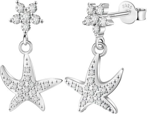 Tunzug Starfish Moissanite Earrings Lab Cultured Diamonds 925 Sterling Silver Hypoallergenic Dangle Earrings in Kuwait