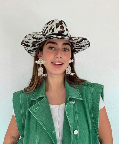 Western Earrings Sparkly Rhinestone Cowgirl Boot Drop Dangle Earrings Fun Handmade Country Concert Beaded Let’s Go Girls Dangling Earrings Statement Cowboy Bride Nashville Hat Earrings Jewelry Night Bachelorette Party Outfits Gifts for Women in Saudi Arabia