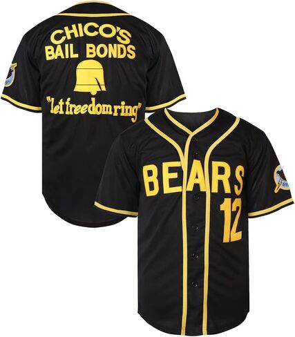 MESOSPERO Bad News Bears Tanner Boyle 3 Kelly Leak Movie 1976 Chico's Bail Bonds Baseball Jersey for Men, 12 Black, S in Kuwait