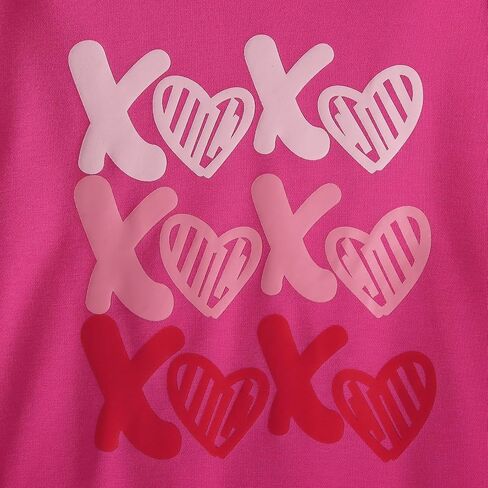 KEKEMI Women Valentine's Day Sweatshirt Retro XOXO Graphic Sweater Simple Heart Printed Shirt Casual Long Sleeve Pullover Top in Saudi Arabia